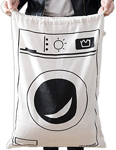 JubileeTrade Grand sac à linge en toile voyage avec cordon serrage rangement jouets enfants coton et lin collecteur Pour panier Organisateur Sacs