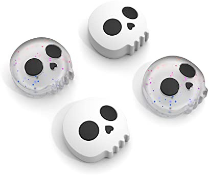Halloween Thumb Grip Caps for Nintendo Switch Joy-Con, Cute Silicone Joystick Cap Covers Accessories Compatible with Nintendo Switch/OLED/Lite Joycon, 4PCS Skull