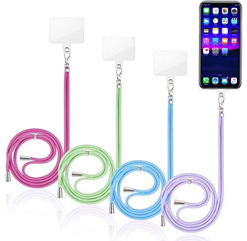 Vicloon Cordón Colgante Universal, 4 Piezas Llavero Cordón Compatible, y 4 Parche, Correa Cruzada y para la Muñeca, Cordón Correa para Teléfono Móvil Ajustable, Compatible con iPhone/Samsung/Huawei