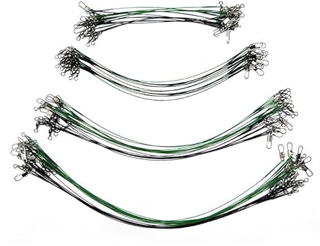 Fishing Wire Leaders,40 PCS Stainless Steel High Strength Fishing Line Leaders Fishing Line Trace Lure Leaders with Swivels and Snaps for Lures Rig Hooks