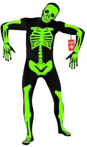 Morphsuits Men's Skeleton Costume Luminous Halloween Costume Men's Skeleton for Theme Parties Carnival and Fancy Dress XXL