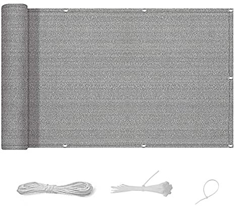 Balkongskärm Sekretessstaket 50 x 650 cm 95% skuggningsgrad Skärmvägg vindskydd med rep och öljetter för Backyard Deck, Grå