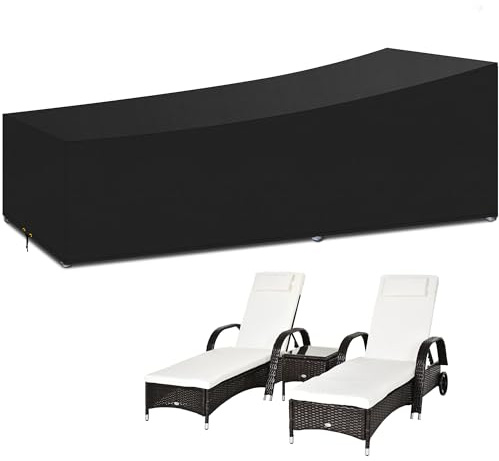Funshot Solstolsskydd vattentätt, 220 x 80 x 35/55 cm, 420D Oxfordtyg solstolsskydd vattentätt, vindtätt, anti-UV, repsäkert, utomhus uteplats solsängsskydd för solstol, svart