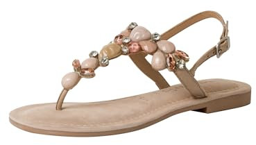 Tamaris Damen Sandalen Zehentrenner Leder Sommer; IVORY COMBINED/beige; 39 EU