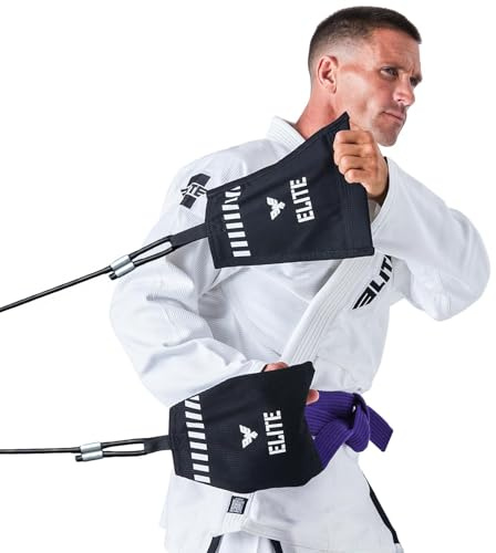 Elite Sports Jiu Jitsu Grip Trainer Simulate Gi - Resistance Band Grip Strength Trainer for BJJ MMA Judo & Grappling Training