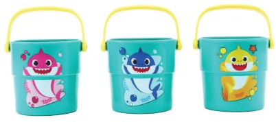Baby Shark Lot de 3 gobelets de bain pour bébé, jouets de bain éducatifs et amusants, 6 mois + imprimé animal, empilables, à remplir et à déverser, jouets amusants pour tout-petits/enfants
