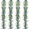 xinfedi Eukalyptus Deko, 4 Packungen 1,75 m Lange Künstliche Eukalyptus Girlande(mit Weiße Blume), Grüne Eukalyptus Pflanze für Wand Tisch Hochzeit Dekoration
