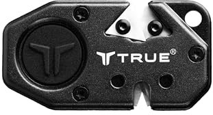 True Utility MYCRO Knife Sharpener - Kompakter Messerschärfer mit Karbid- und Keramikschlitzen - TPR-Griff und Lanyard-Loch