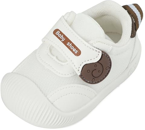 MK MATT KEELY Babysko, flicka, pojke, första steget, 3–24M, baby, promenader, barn, halkfri, andas, lätta, slip-on sneakers, A White, 20 EU