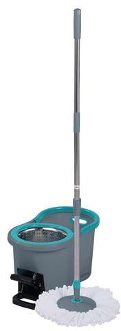 Beldray Juego de trapeadores y cubos Antibac - Mopa de hilo de 360°, cubo de fregona de 4 litros, sistema de centrifugado accionado por pedal, fibras tratadas antibacterianas, LA036430UFFEU7