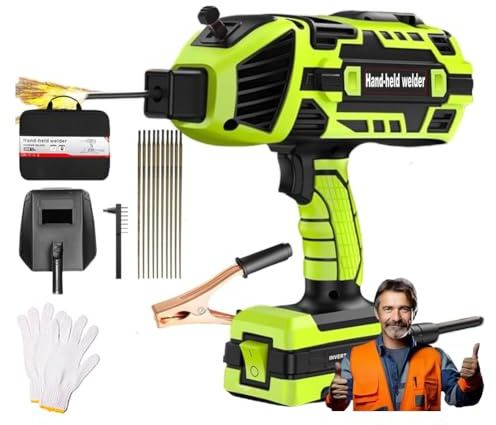 Handheld Welding Machine, ARC Welder Gun with IGBT Inverter, Variable Current Adjustment Portable Welder, Portable ARC Welder Gun for 3/32-1/8 welding rods, Welder Machine Kit with Toolbox green