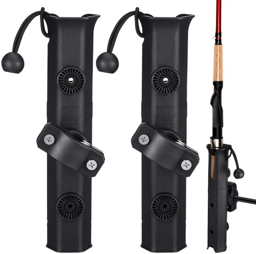 Seenelling 2 Pcs Fishing Rod Holder for Bike Rack Pole Mount Rotatable Fishing Chair Pole Holders with Clamp for Boat Bicycle Motorcycle Kayak Cart (Black)