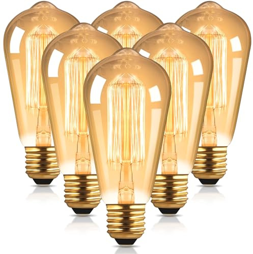 Nottac ST64 Edison Incandescent Light Bulbs 40W, E27 Dimmable Vintage Light Bulbs with Squirrel Cage Filament, 2700K Warm White, Decorative Lighting for Indoor/Outdoor Lamps, Table & Office - 6 Pack