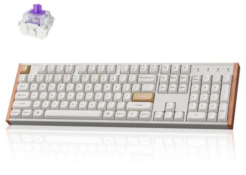 Keychron K10 HE Hall Effect Keyboard Wireless, Magnetic Switch Hot Swappable, Adjustable Actuation Rapid Trigger Mode with Aluminum + Wood Frame, Full-Size Custom RGB for Mac Windows Linux - White