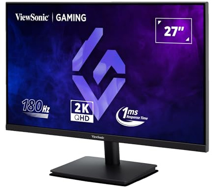 ViewSonic VX27G1-2K 27 inch 180 Hz Gaming Monitor 1440p 2K QHD, IPS, 1 ms MPRT, G Sync FreeSync Premium Compatible, HDR10, Eye Care, HDMI 2.0 x2, DisplayPort x1