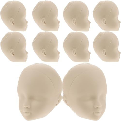 Yardwe 10Pcs Miniature Doll Heads for Crafts Small Diy Replacement Doll Parts Practice Makeup Toy Accessories for Creative Kids and Craft Projects
