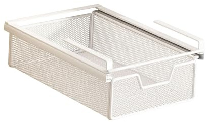 Pitycbo Cesta Extraíble para Debajo del Escritorio, Cesta Colgante de Metal, Canasta Colgante de Alambre Debajo del Estante, Deslizantes con Cajón para Sala, Cocina, Escritorio, S Widen