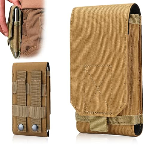 COYUN Universal Gürtel Tasche Holster,Outdoor Handytasche Hülle, Army Camo Molle Tasche für Handy Gürteltasche Holster Cover Case Größe L,braun