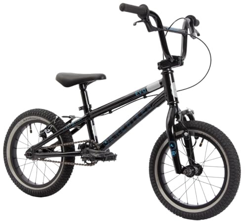 KHE EVO LL Bicicleta BMX de 14 pulgadas 2025 – 7,5 kg de peso ligero, marco de aluminio y manillar, freno trasero en V, neumáticos anchos, para niños a partir de 95 cm – Freestyle BMX para calle