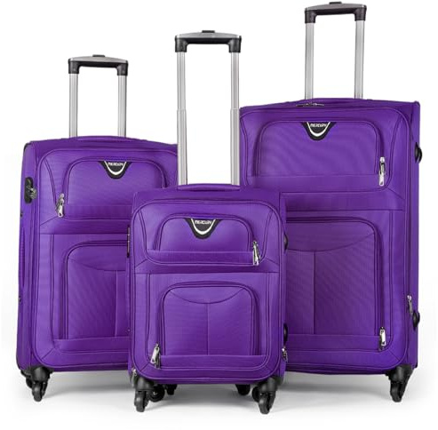 MERCURY TEXTIL - Juego de Maletas 3pcs de Tela (Lila)