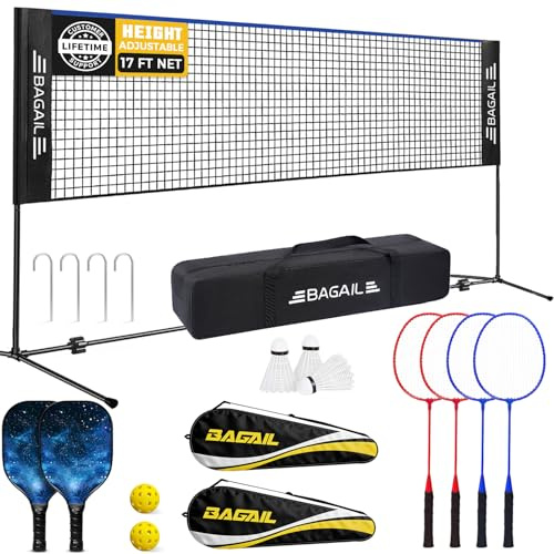 BAGAIL Filet de Sport de Pickleball et de Badminton, 3 m / 4,2 m / 5,2 m