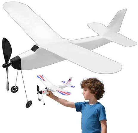 Avión Propulsado Por Banda De Goma: Planeador De Lanzamiento Realista, Juegos De Vuelo De Aviones, Kit De Madera De Balsa Con Hélice Elástica | Hardware De Hobby Para Asegurar El Campo De Juegos Del B