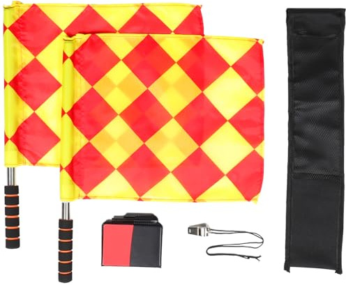 POPETPOP 1juego Soccer Referee Flag Set con Whistle y Tarjetas Rojas y Amarillas Set de Árbitros de Fútbol Entrenadores y Deportes al Aire