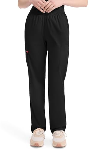 Dickies EDS Signature Women Scrubs Pant Natural Rise Tapered Leg Pull-on 86106, Black, XL