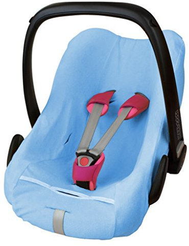 ByBoom - Frottee Sommerbezug, Schonbezug für Babyschale, Autositz, z.B. Maxi Cosi CabrioFix, City, Pebble; Designed in Germany, MADE IN EU, Farbe:Hellblau