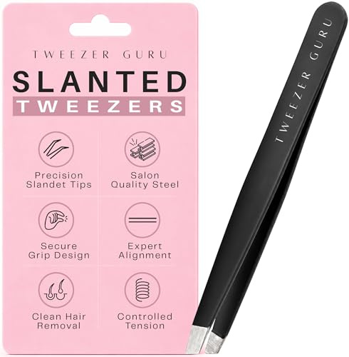 Tweezer Guru - Pinzas de pelo para hombre y mujer de acero inoxidable profesional para pelo encarnado, puntadas negras, garrapatas y vello facial