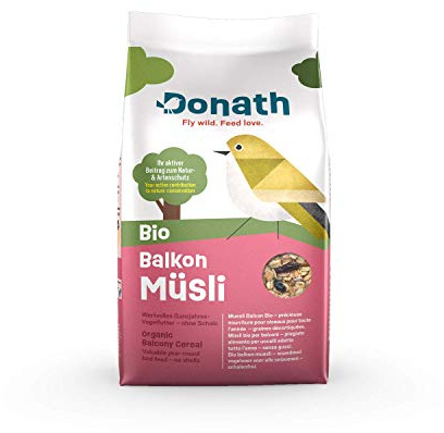 Donath müsli BIO sbucciato per un balcone pulito - miscela BIO con olio di semi di girasole - squisito cibo per uccelli selvatici adatto tutto l’anno - dalla nostra manifattura nel sud della Germania