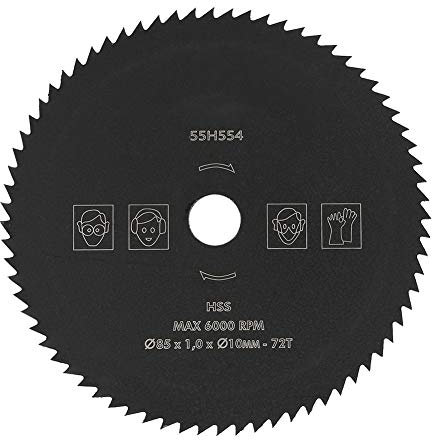 Hoja de sierra circular HSS, disco de corte HSS, hoja de sierra de 72 dientes para cortar madera, metal, plástico, diámetro exterior de 85 mm, 10 mm de diámetro interior