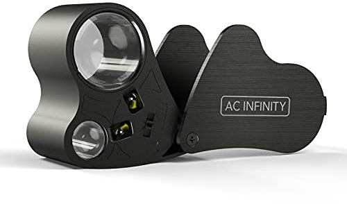 AC Infinity Juwelier-Lupe, Taschen-Vergrößerungsglas mit LED-Licht & Doppel-Linsen, 30x 60x Zoom für Schmuck, Uhren, Münzen, Briefmarken, Pflanzen-Buds