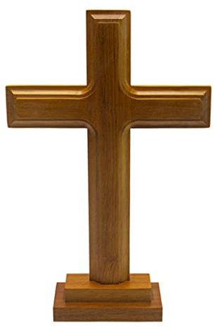 Holzkreuz stehend Dekor Altarkreuz mit Ständer doppelseitiges Tischkreuz Geschenk Kreuz für Gebet