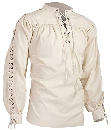 BaronHong Chemise Pirate Homme Viking Steampunk Rétro Renaissance Médiévale Gothique Victorien Halloween Costume (Beige,4XL)