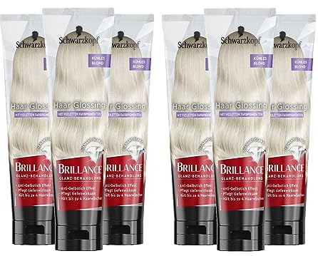 Brillance Glanz-Behandlung, Haar Glossing Kühles Blond (6 x 150 ml), temporäre Haarfarbe, die wie eine Haarmaske angewendet werden kann, hält bis zu 4 Haarwäschen