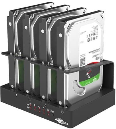 Caja de disco duro de 4 bahías Sata a USB 3,0, multibahía externa de 2,5 y 3,5 pulgadas, estación de acoplamiento HDD SDD, multiplicación de caja de disco duro