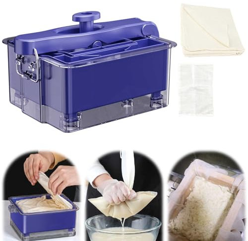 Tofu Pressa per Tofu Stampi per Tofu con 1 Sacchetti da Filtro e 1 Tofu, Scatola per Tofu, Press Kit per Tofu Fai a Mano, Cucina Strumenti Pratici, per Tofu, Formaggio(18 x 16 x 10 cm