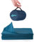 Litume Couverture de Voyage légère et Respirante, Couverture Douce en Avion pour Voyageurs, Drap de Camping Pliable avec Sac de Rangement pour Train, Camping, Voyage (Polaire, E651) (Bleu Sarcelle