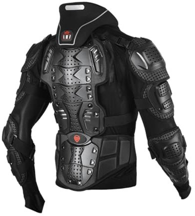 M&Catree Motorradjacke Körperpanzer Oberkörperschutz und Nackenstütze für Motorcross, Motorradrennen, Schutzausrüstung (201 High Foam | Schwarz 2pcs/Set, L)