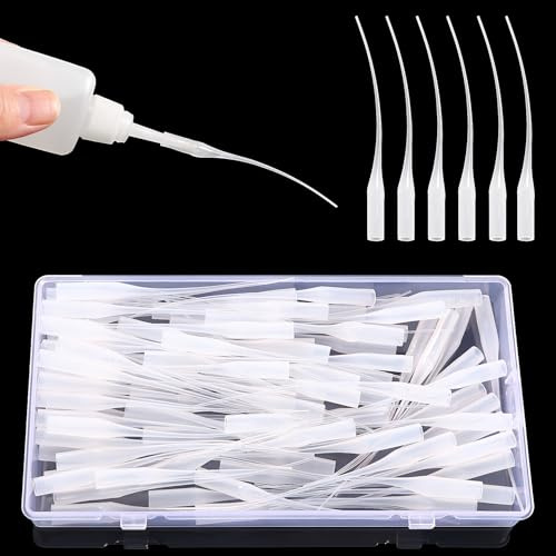 VooGenzek 100 unidades de 0,3 mm de plástico transparente con micropuntas, extensor de pegamento, aplicador de precisión, para manualidades, proyectos de hobby, laboratorio, dispensador de pegamento