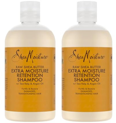 SheaMoisture Extra Moisture Retention Shampoo für geschädigtes Haar reine Sheabutter frei von Silikonen und Sulfaten - 2x 384ml