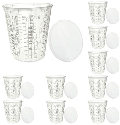 Plastmätkoppar – klara graderade mätkoppar | Blandningsburkar för laboratoriefärger | Färgblandningskoppar för epoxi och harts | Måla bägare medicinkoppar | Små mätkannor för blandning av epoxiharts