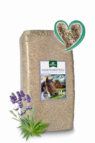 Hanfeinstreu mit Lavendel für Kleintiere, Hühner und Pferde, 140 Liter, 100% Naturprodukt, Extrem Saugfähig, Staubarm, Geruchsbindend, Nachhaltig und Langlebig