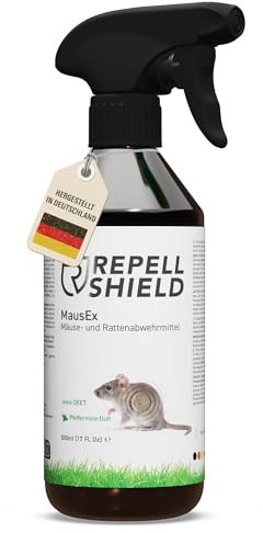 RepellShield® Repelente Ratas y Ratones - Anti Roedores Natural para Coche y Hogar -500ml- No Mancha, Uso Interior y Exterior - Aceite de Menta - Ahuyentador de Ratas Seguro para Niños y Mascotas