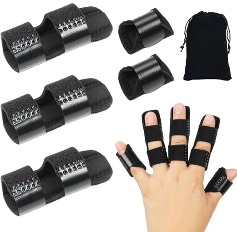 5 Tutore Dito a Scatto, Tutore Dito Regolabile Traspirante, Stecca Dito Mano Regolabile con Fascia in Alluminio Integrata, Finger Splint Pollice per Tutte le Dita, Allevia il Dolore, lesioni sportive