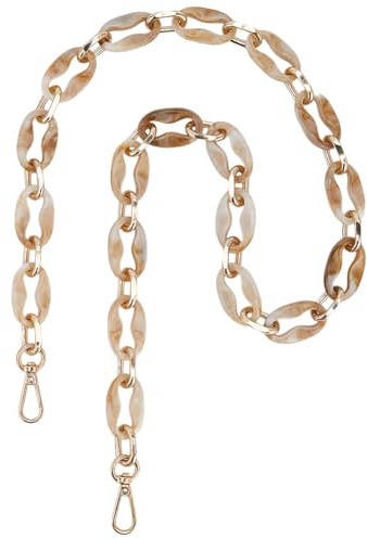 GORGECRAFT Correa de Cadena de Resina Ovalada 87.4cm para Bolso con Asas Acrílicas Beige Extensor de Correa para Bolso Cadenas de Repuesto Bolso con Anilla de Resorte de Aleación Dorada Bolsos