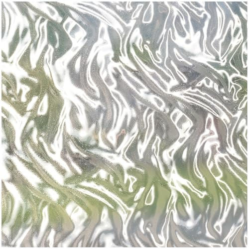 rabbitgoo Frosted Glass Window Privacy Film with Wave Effect, Decorative Cling UV Sun Blocking Decals for Home, Removable and Reusable, 17.5 x 157.5 inches