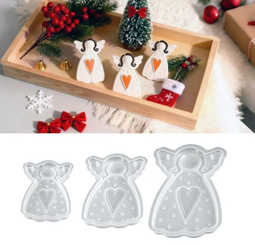 KLINNA 3 stampi natalizi in silicone per gesso, resina epossidica, candele, angeli in silicone con cuore, decorazioni, per bricolage, idee regalo, stampi per candele