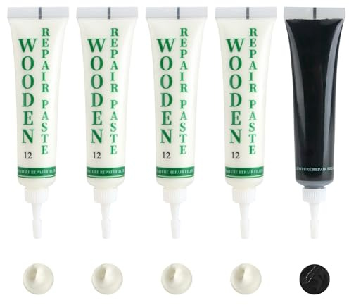 Kit de Reparación de Muebles de Madera, 2 Colores Masilla Reparadora Parquet, Relleno de Retoque Negro, Blanco, Kit de Reparación de Suelos Laminados de Roble para Arañazos, Agujeros